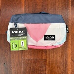 Igloo Insulated Hip Pack Cooler Fanny Pack 3-Can Navy Geometric Print